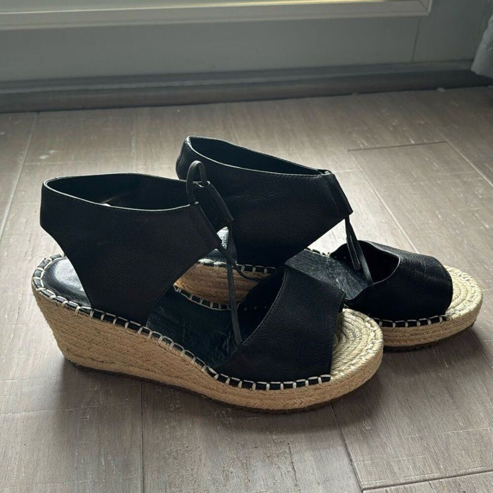 Eileen Fisher Agnes Suede Espadrille Wedge Sandal Shoes Women's Size 7.5
